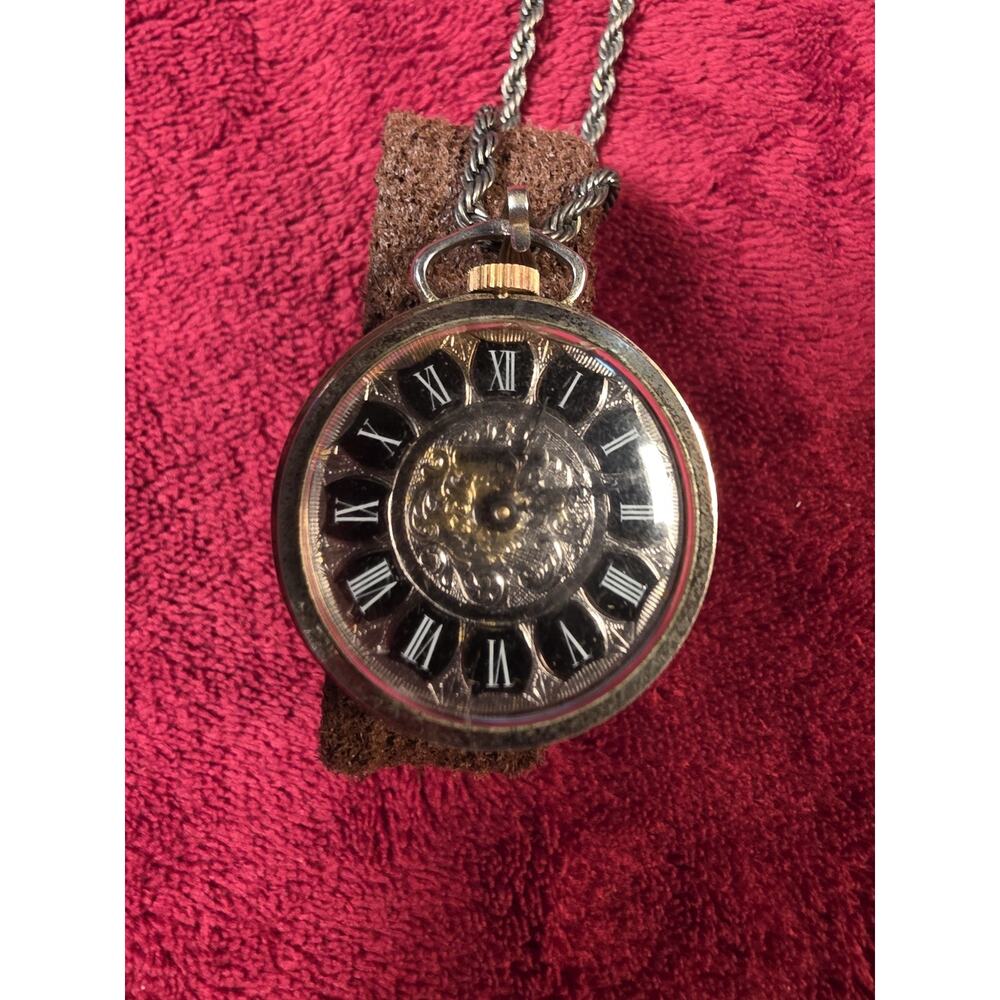 Vintage Pendant Necklace Watch Working Gold Tone Decorative Watch Necklace
